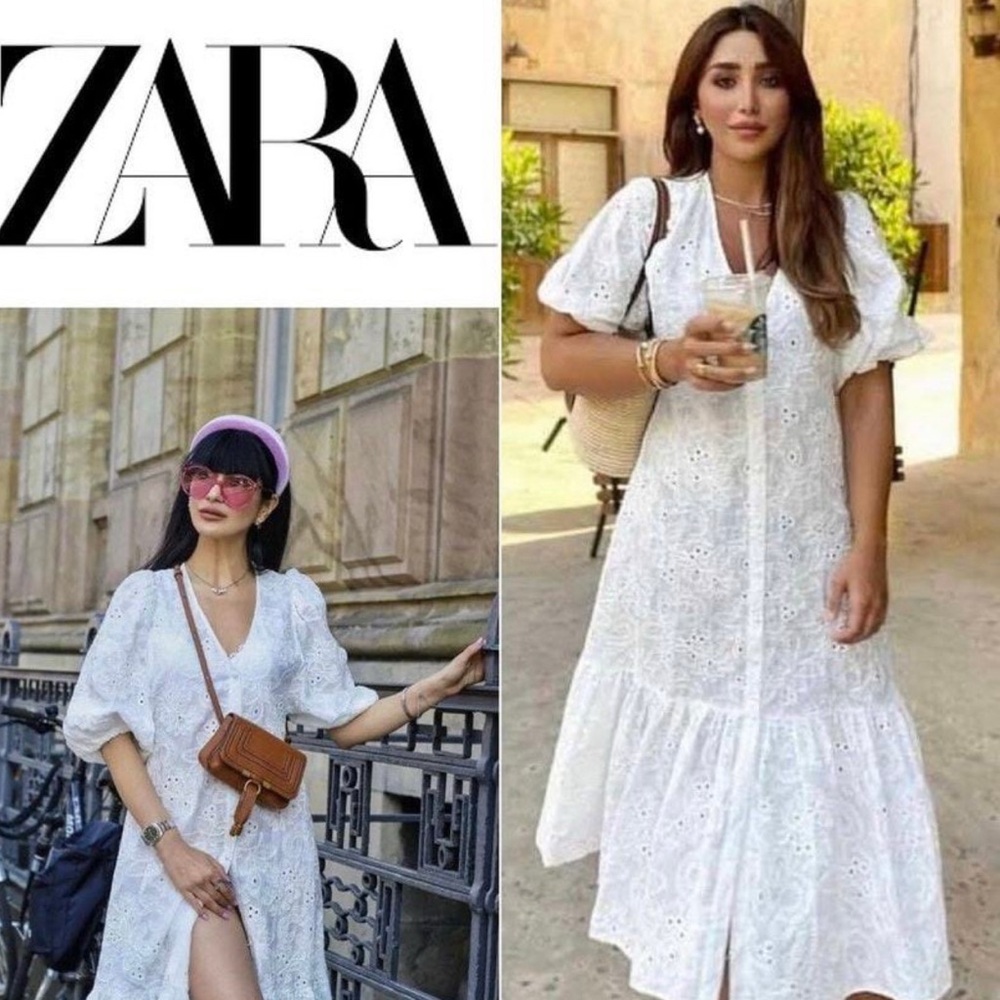 Zara white lace design dress